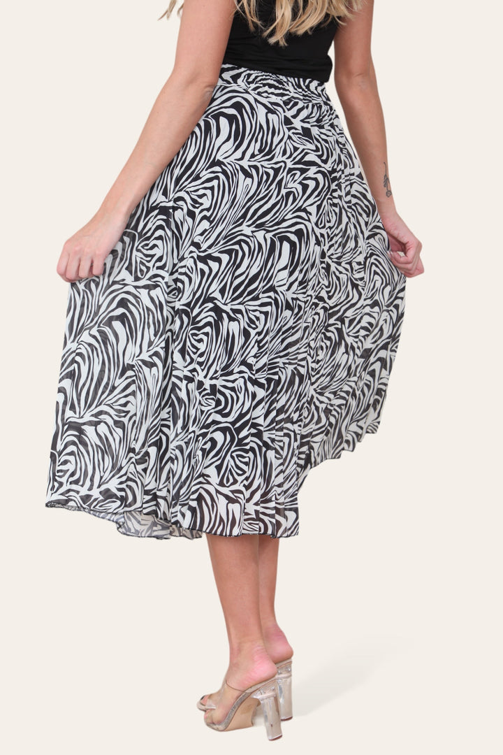 Zeena Print Pleated Midi Skirt - jqwholesale.com
