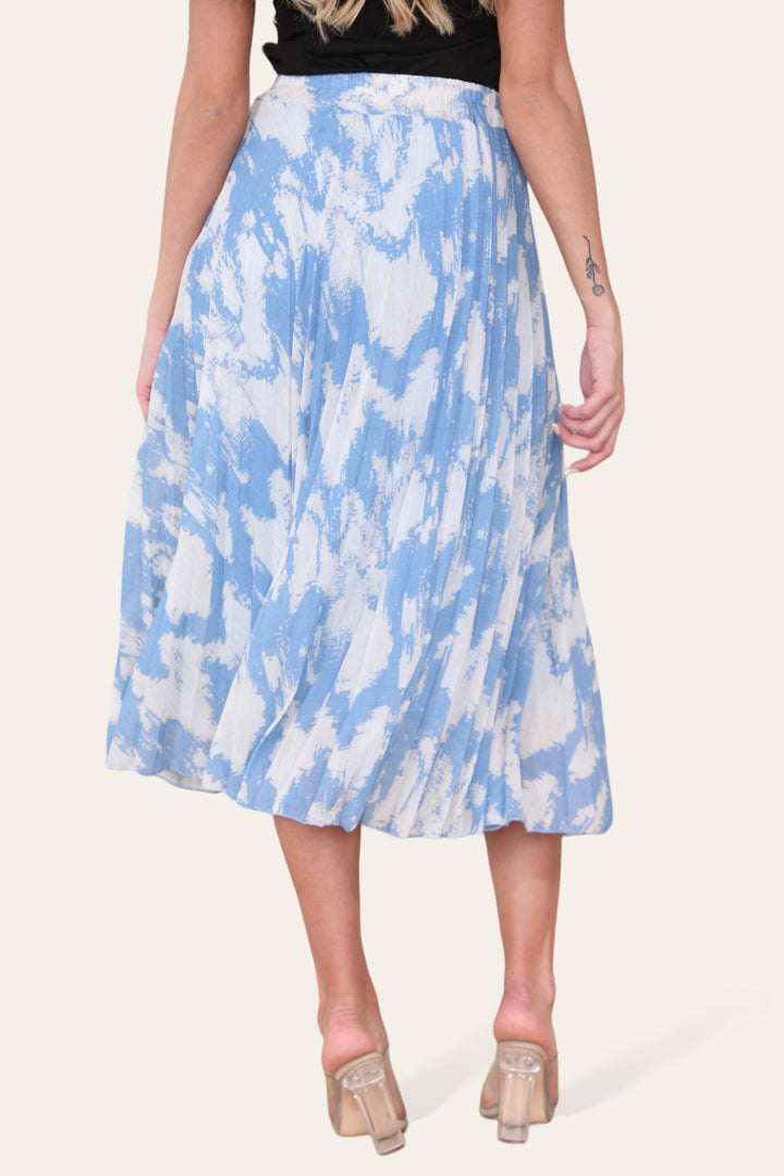 Sasha Swirl Print Pleated Midi Skirt - jqwholesale.com