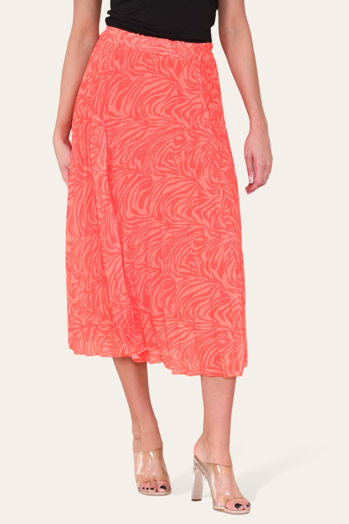 Zeena Print Pleated Midi Skirt - jqwholesale.com