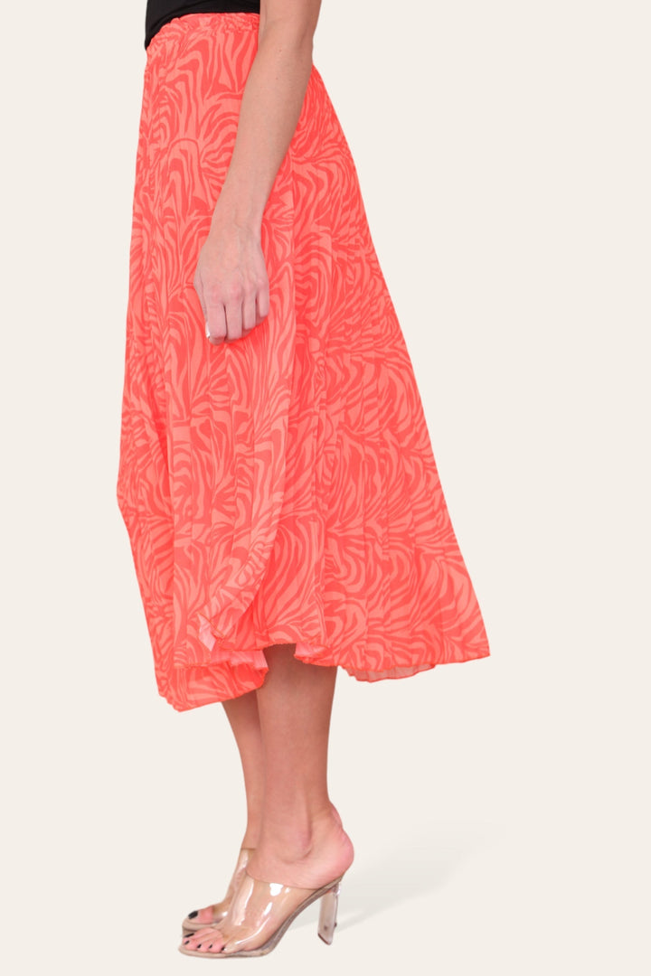 Zeena Print Pleated Midi Skirt - jqwholesale.com