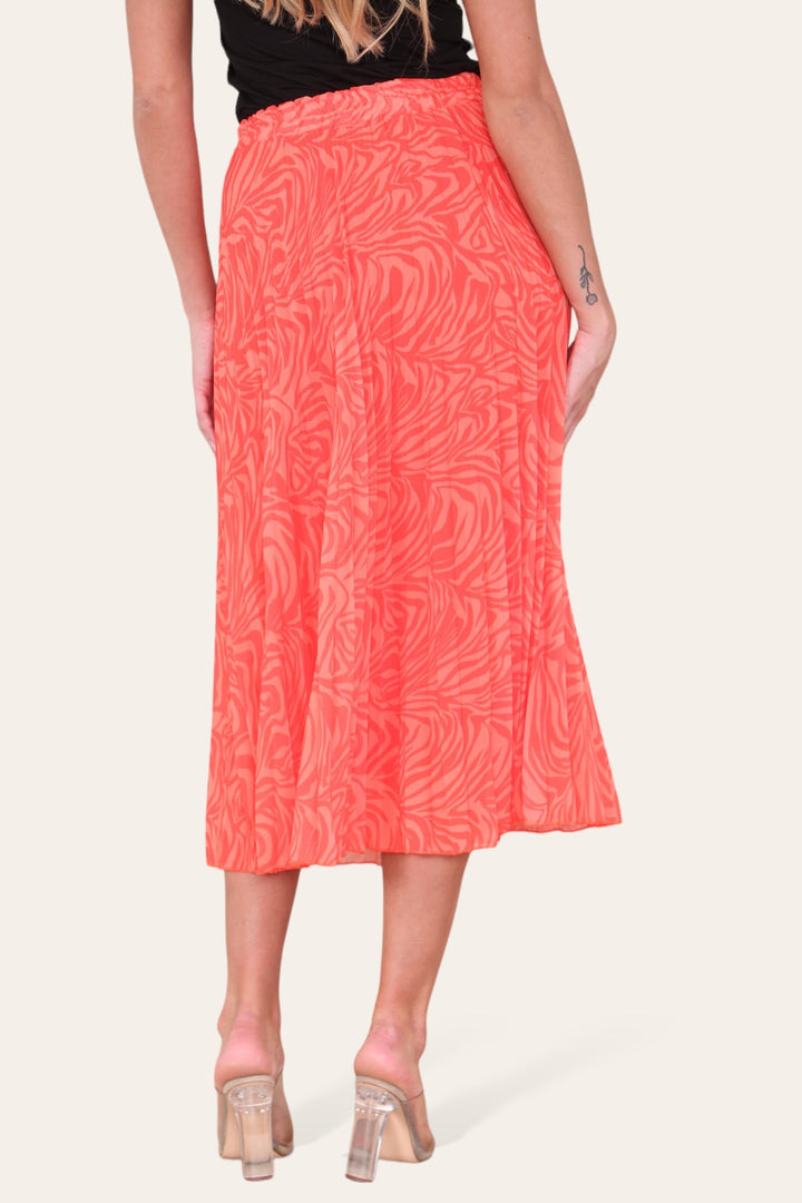 Zeena Print Pleated Midi Skirt - jqwholesale.com