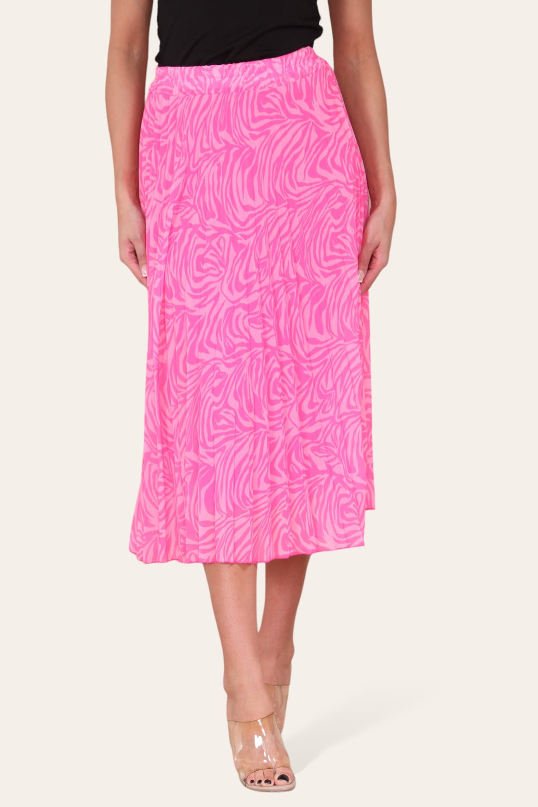 Zeena Print Pleated Midi Skirt - jqwholesale.com