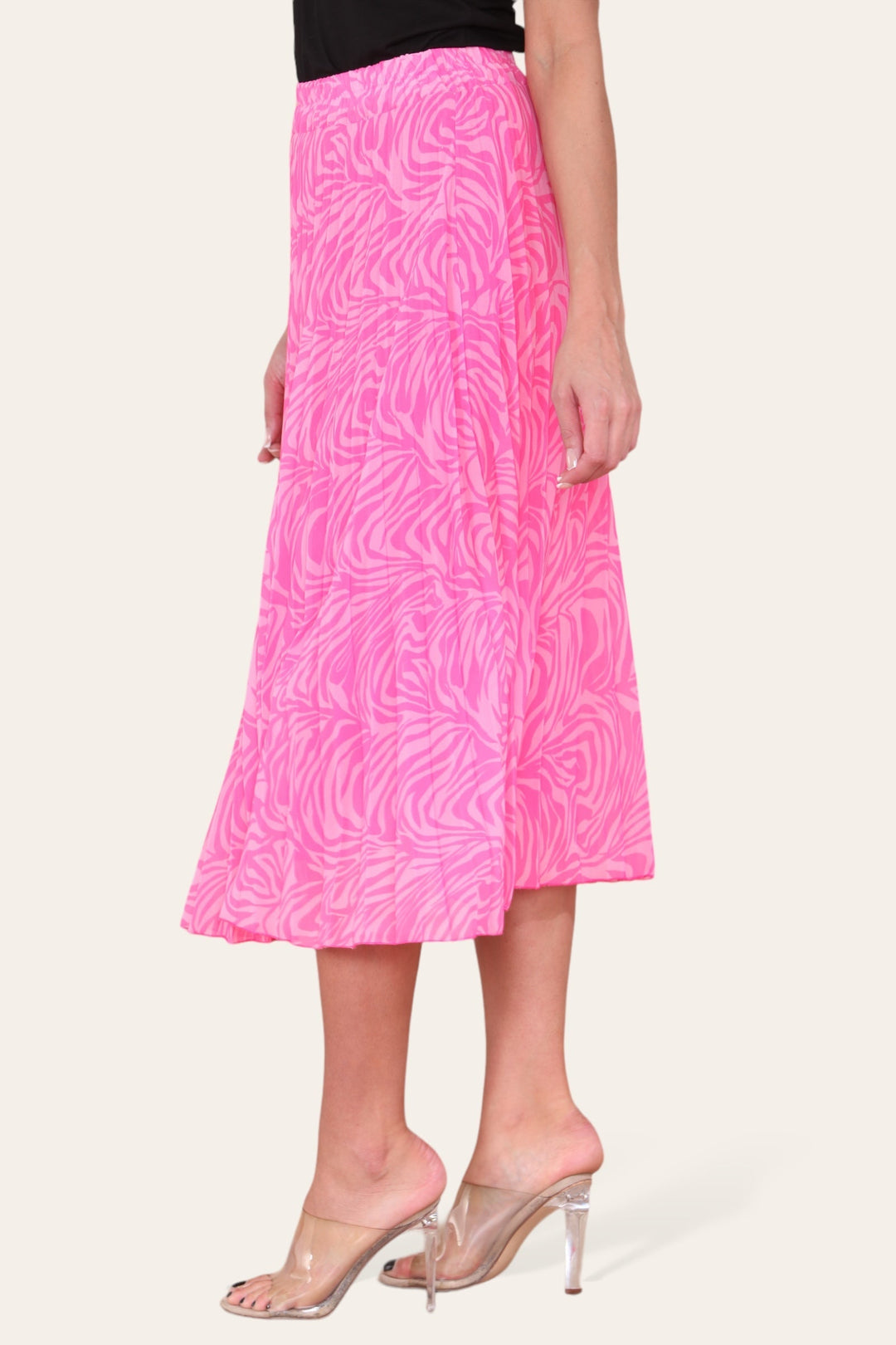 Zeena Print Pleated Midi Skirt - jqwholesale.com