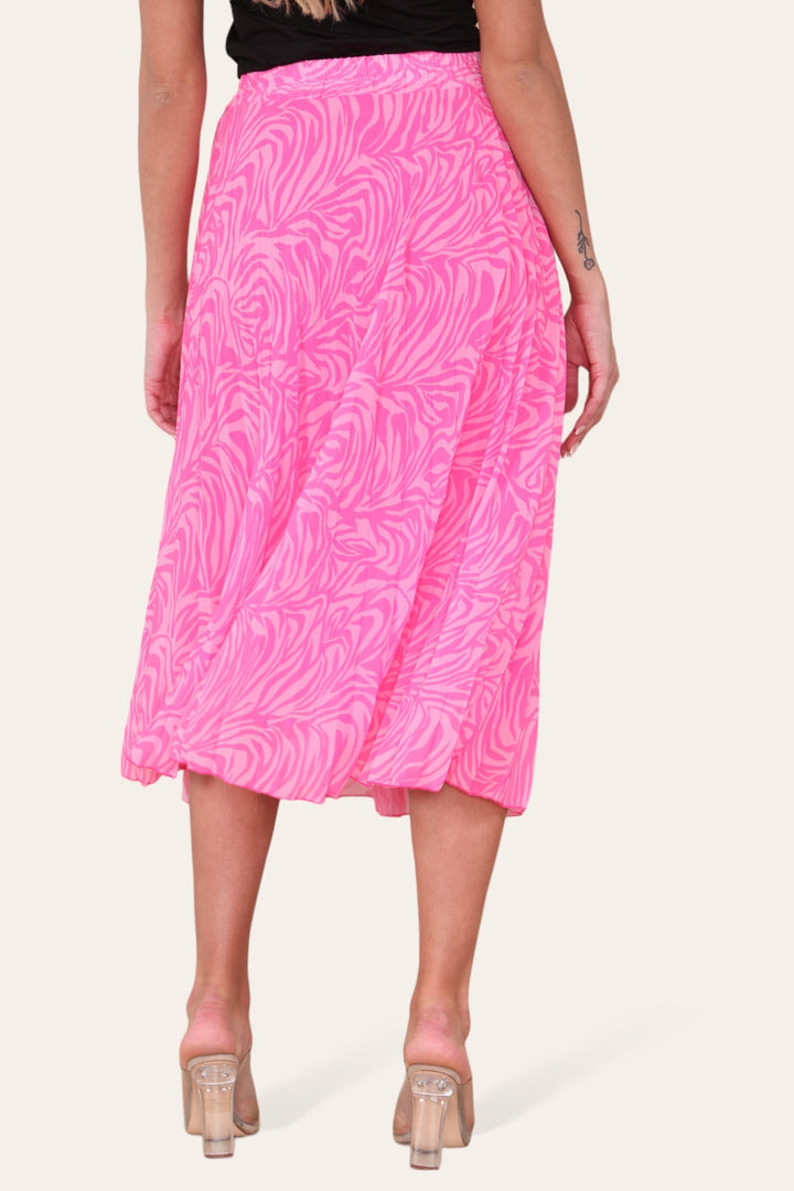 Zeena Print Pleated Midi Skirt - jqwholesale.com