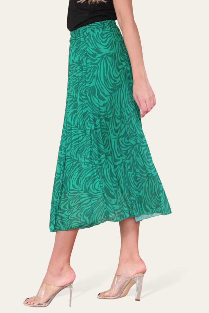 Zeena Print Pleated Midi Skirt - jqwholesale.com
