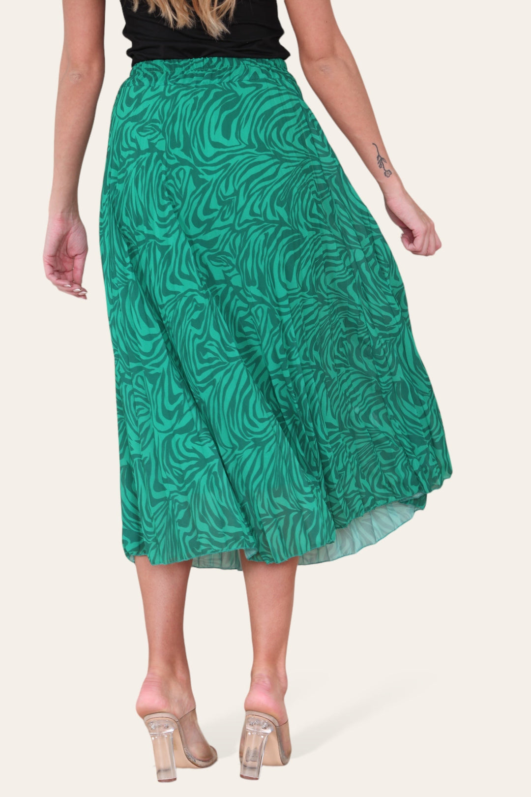 Zeena Print Pleated Midi Skirt - jqwholesale.com