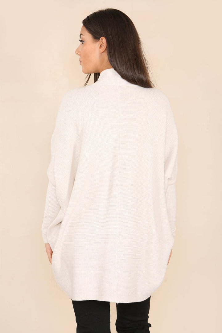 High Low Wool Blend Turtle Neck Ribbed Knit - jqwholesale.com