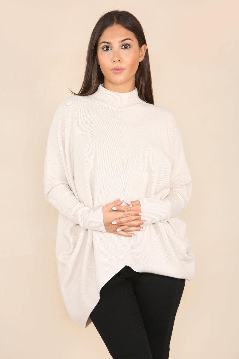 High Low Wool Blend Turtle Neck Ribbed Knit - jqwholesale.com