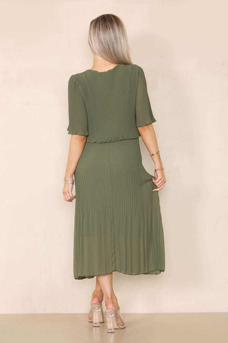 Plain Plissee Pleated Layered Maxi Dress - jqwholesale.com