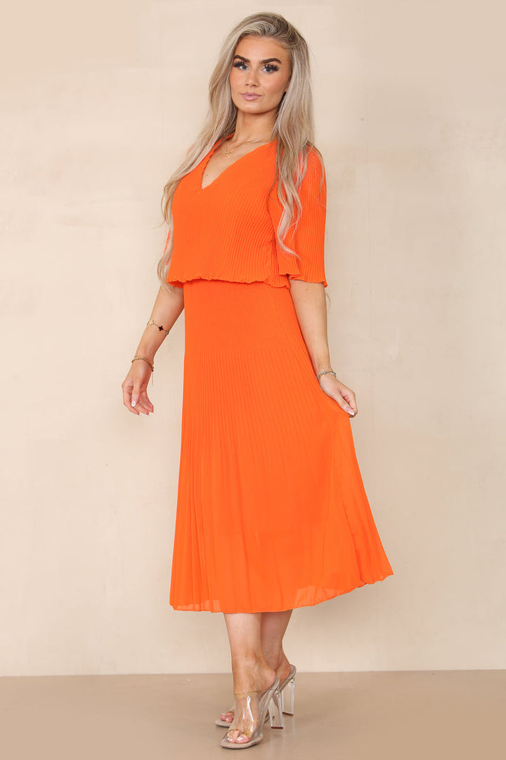 Plain Plissee Pleated Layered Maxi Dress - jqwholesale.com
