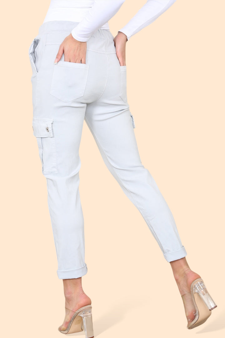 Plain Cargo Stud Pocket Bi-Stretch Magic Trousers