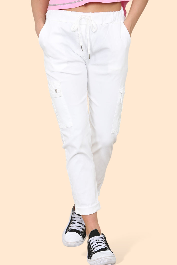 Plain Cargo Stud Pocket Bi-Stretch Magic Trousers