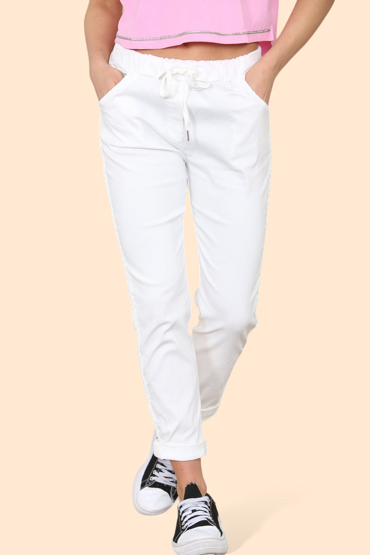 Plain Cargo Stud Pocket Bi-Stretch Magic Trousers