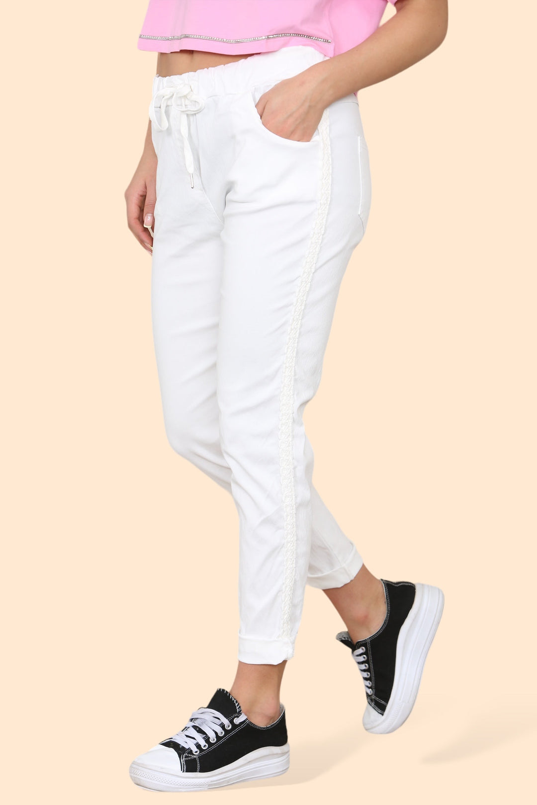 Plain Cargo Stud Pocket Bi-Stretch Magic Trousers