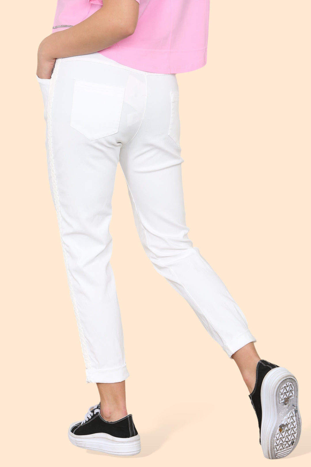 Plain Cargo Stud Pocket Bi-Stretch Magic Trousers