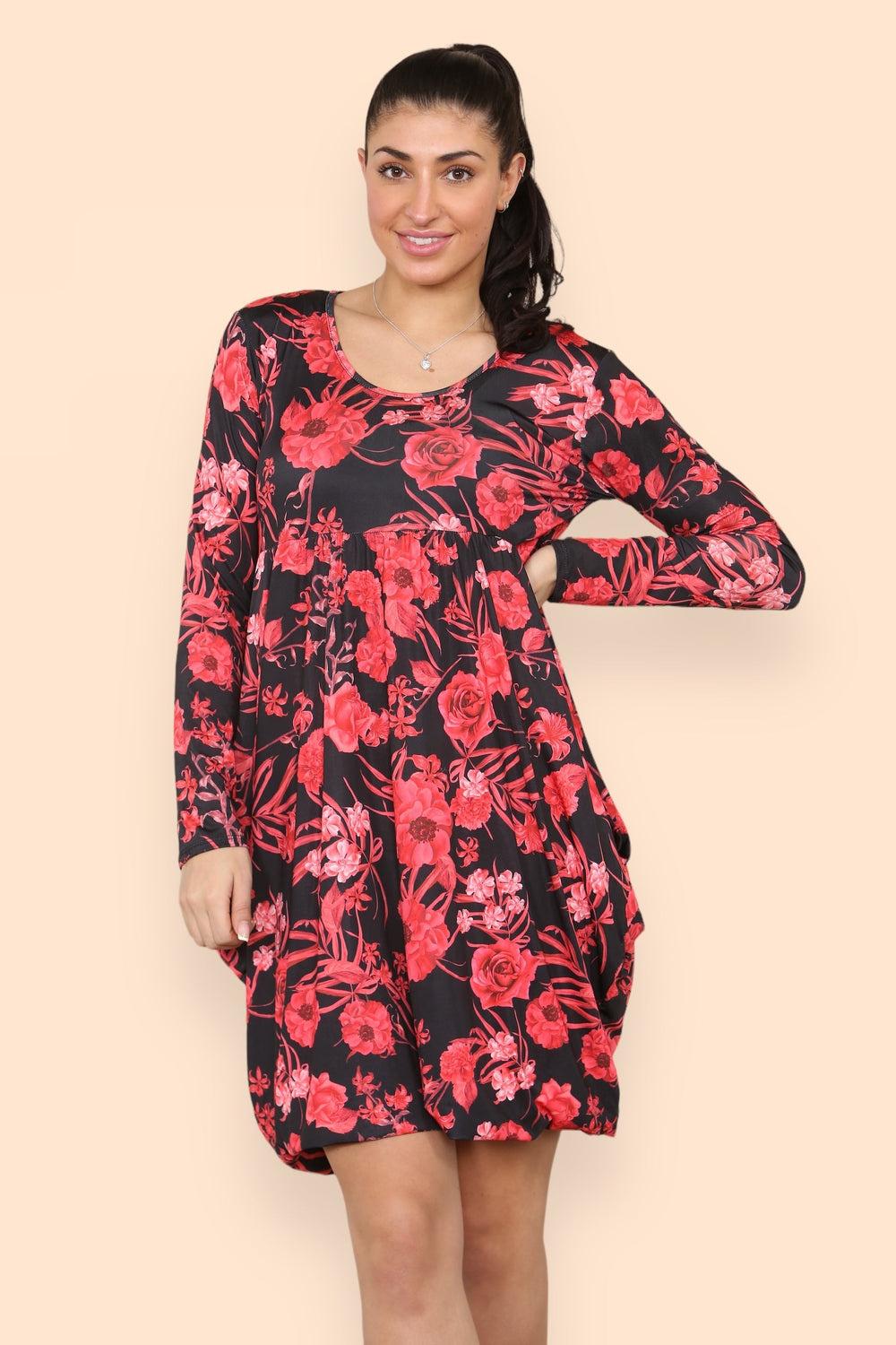 KM Rose Print Magic Dress - jqwholesale.com