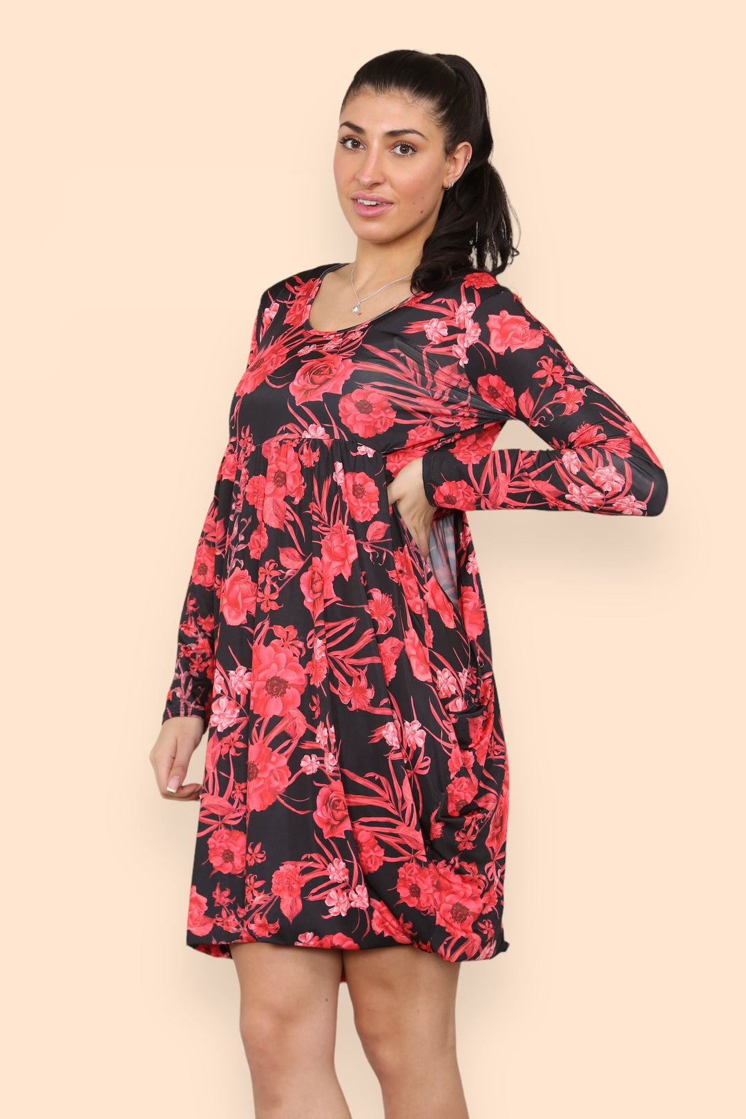 KM Rose Print Magic Dress - jqwholesale.com