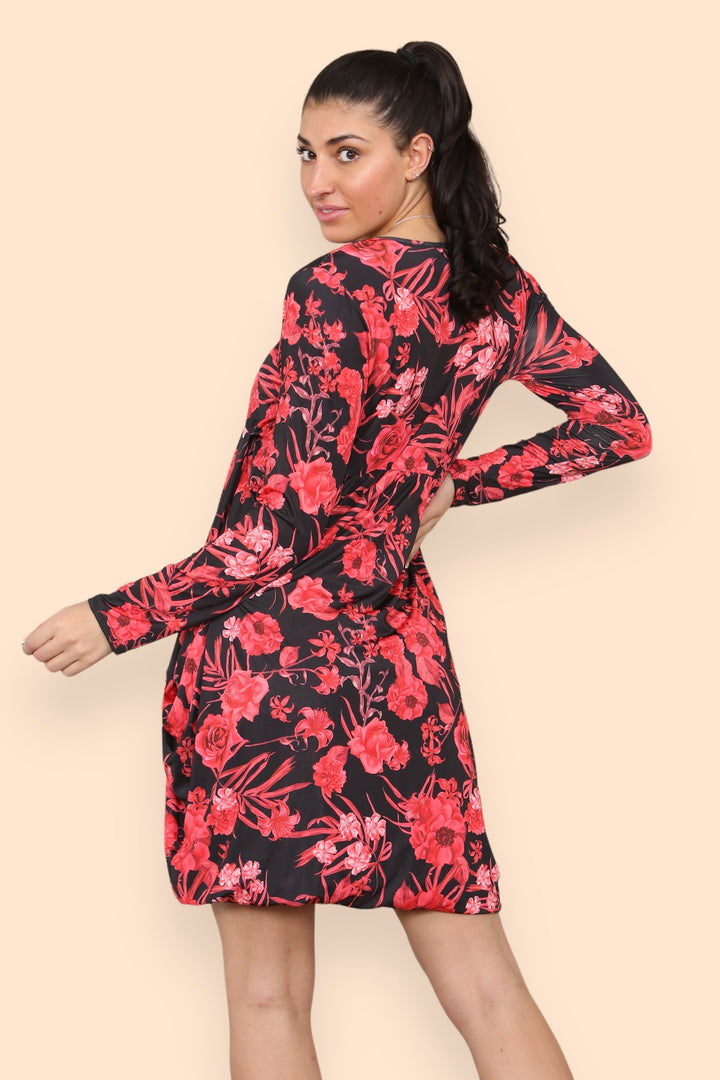 KM Rose Print Magic Dress - jqwholesale.com