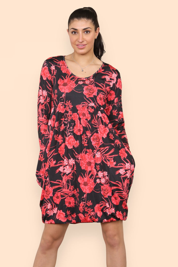 KM Rose Print Magic Dress - jqwholesale.com