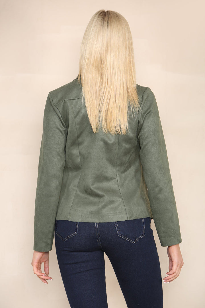 Suedette Waterfall Cropped Jacket - jqwholesale.com