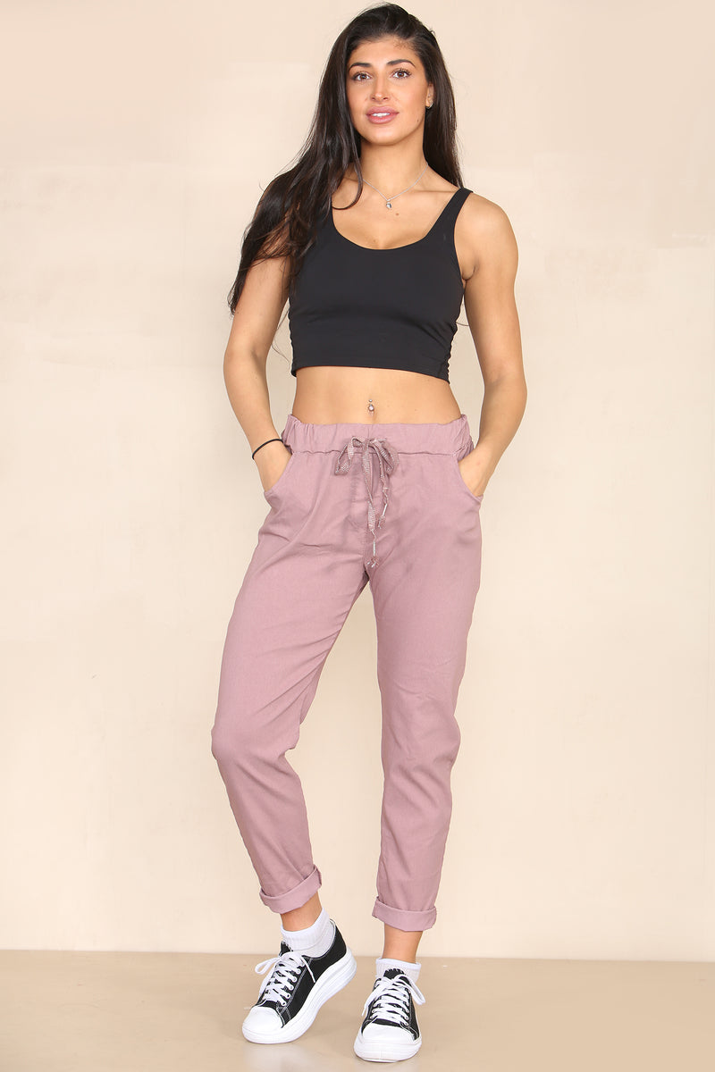 Plain Bi-Stretch Magic Trousers - jqwholesale.com
