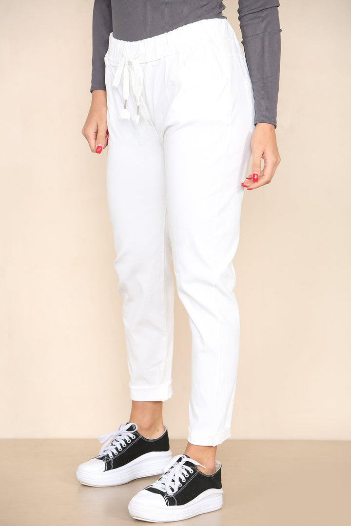 Plain Bi-Stretch Magic Trousers - jqwholesale.com