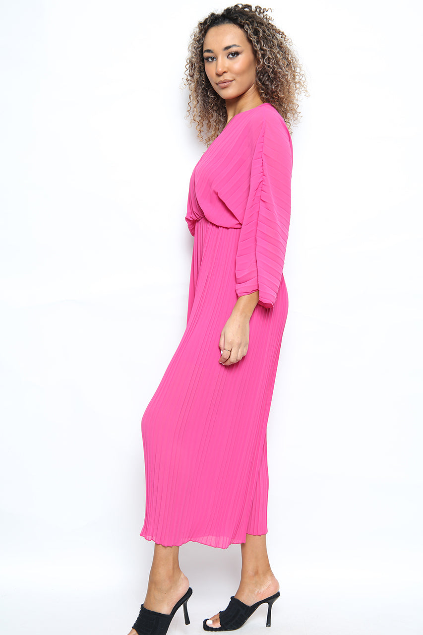 Crossover Pleated Wide Leg Jumpsuit - jqwholesale.com