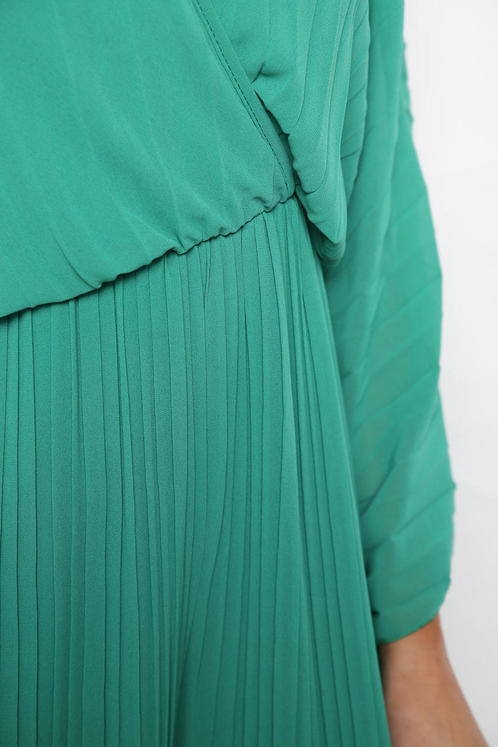 Crossover Pleated Wide Leg Jumpsuit - jqwholesale.com