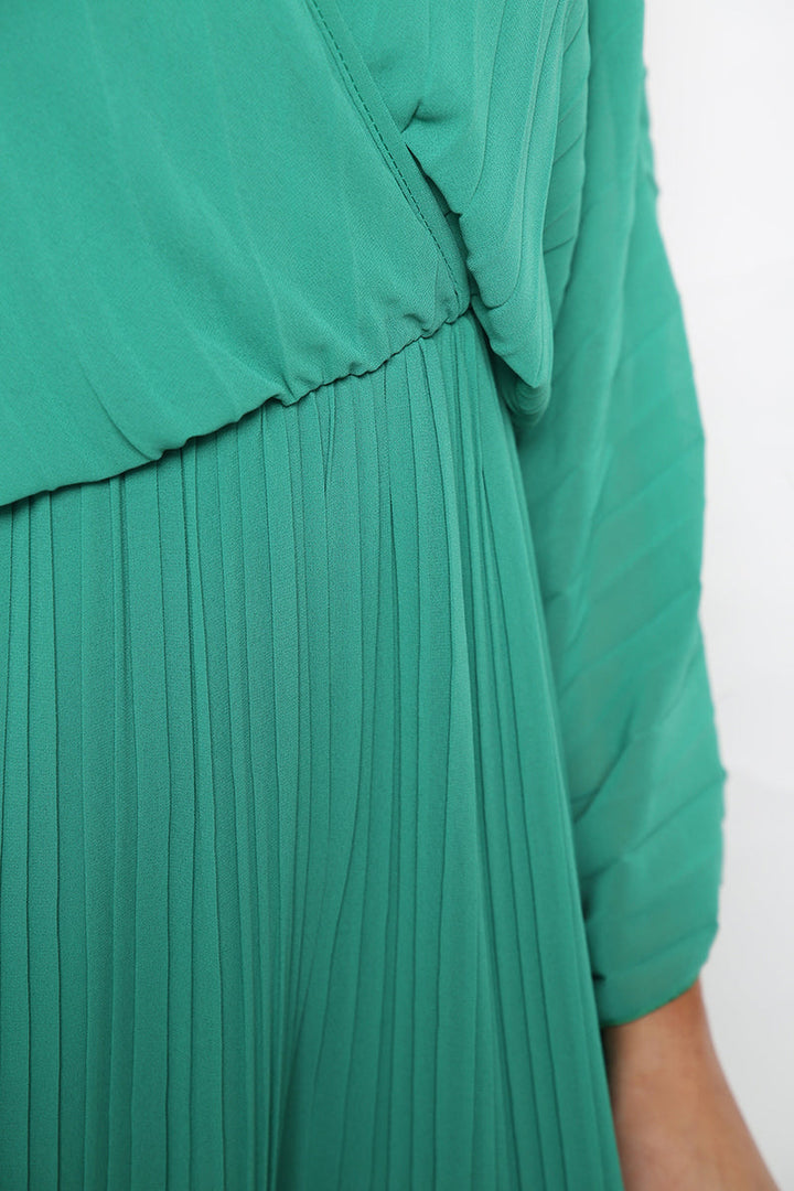 Crossover Pleated Wide Leg Jumpsuit - jqwholesale.com