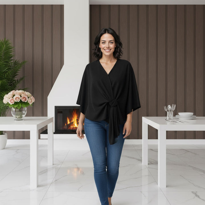 Knot Wrap Cape Poncho Style - jqwholesale.com