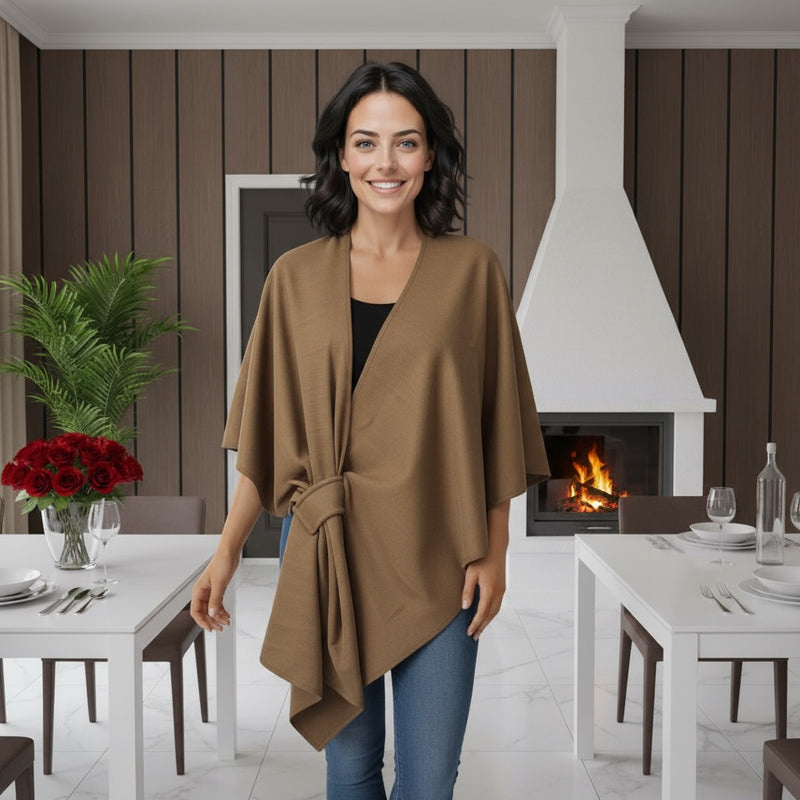 Knot Wrap Cape Poncho Style - jqwholesale.com