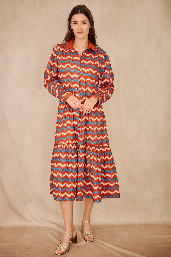 Mid-length cotton dress - Orange