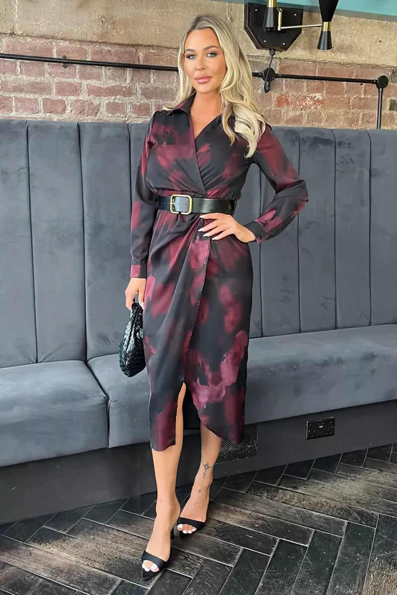 1753103229_Plum-And-Black-Smudge-Print-Belted-Wrap-Midi-Shirt-Dress-3_800x