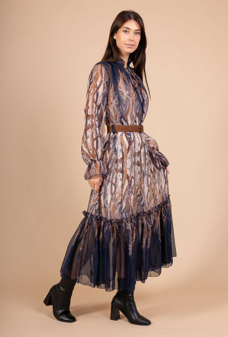 Chain & Rope Print Maxi Dress