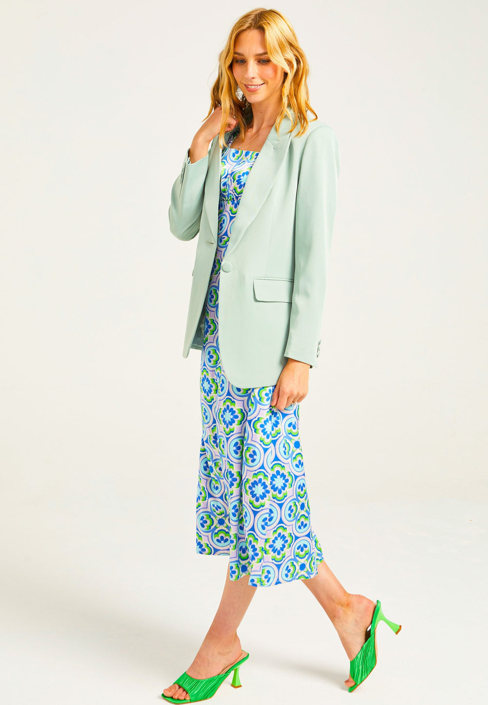 Classic Blazer with Pockets in Sage Green - jqwholesale.com