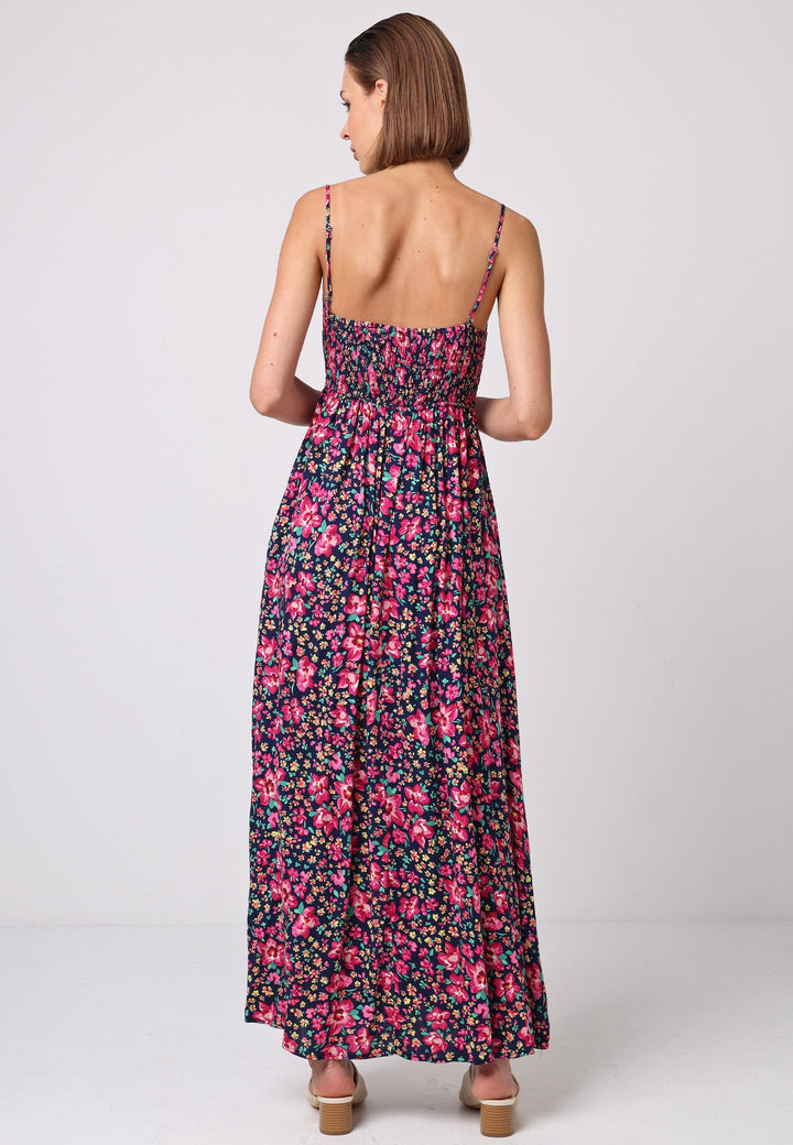 Cami Shirred Back Button Detail Maxi Floral Dress - ANGELEYE