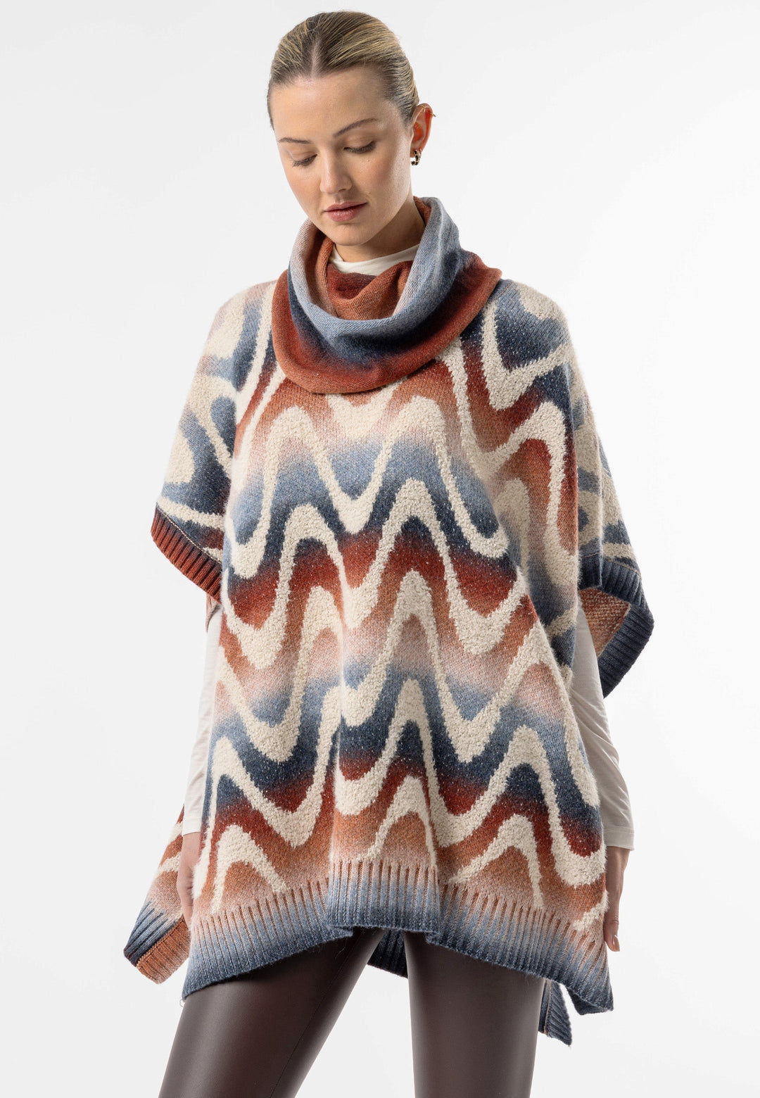 (2P. PACK) Californian Roll Neck Batwing Poncho - jqwholesale.com