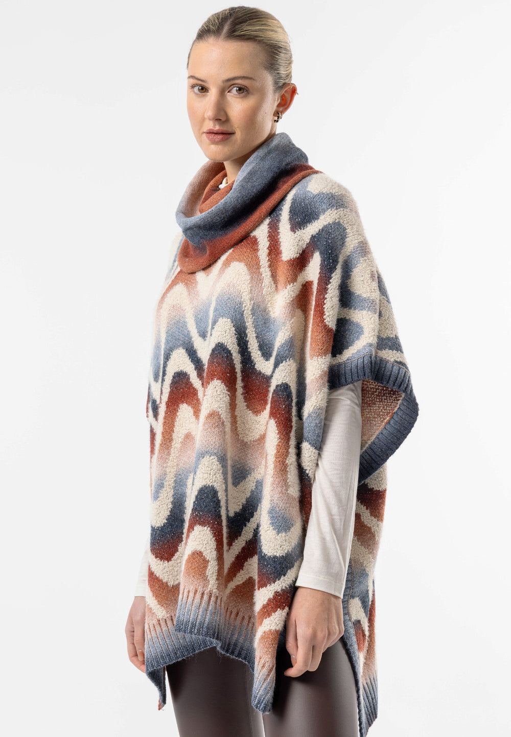 (2P. PACK) Californian Roll Neck Batwing Poncho - jqwholesale.com