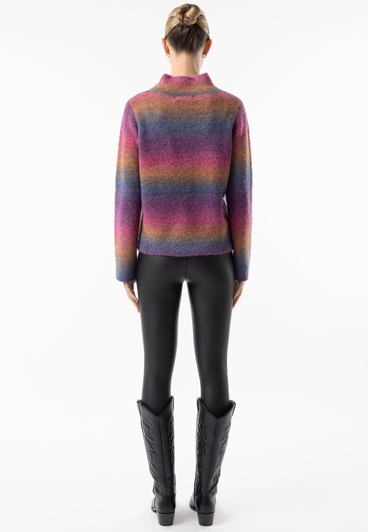 (3P. PACK) Rainbow Ombre Mock Neck Jumper - jqwholesale.com