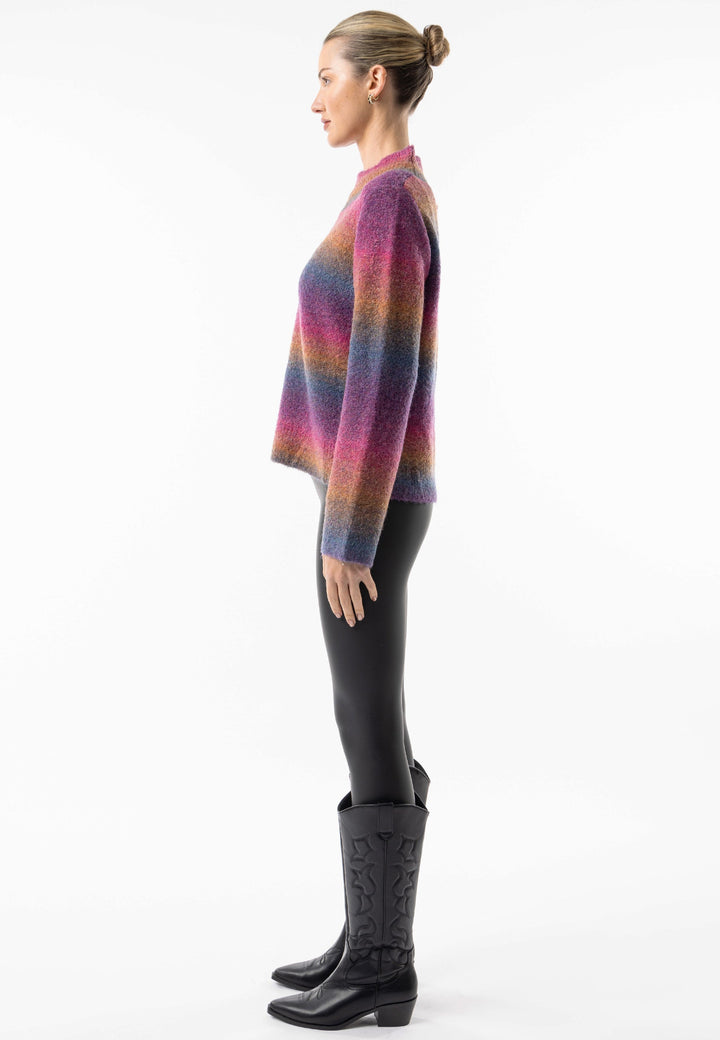(3P. PACK) Rainbow Ombre Mock Neck Jumper - jqwholesale.com
