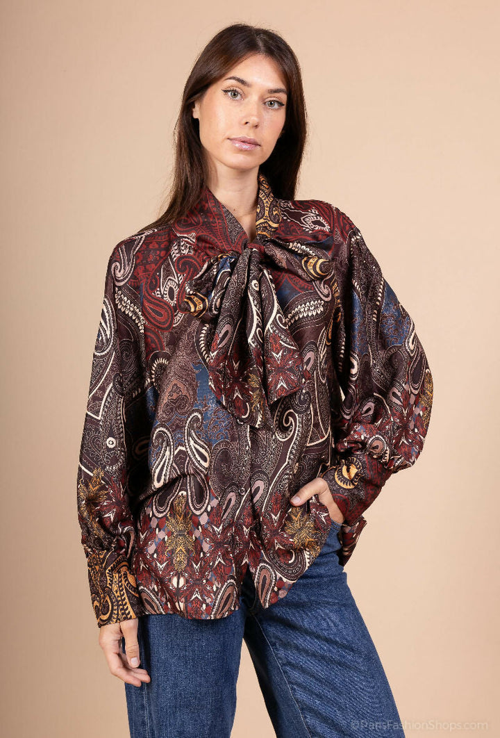 Elegant Tie-Print Blouse