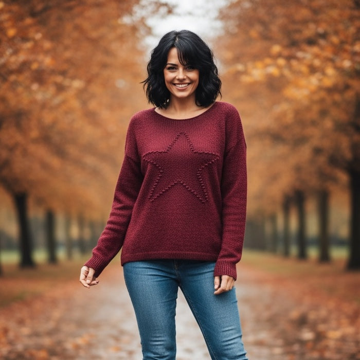 Sasha Star Alpaca Soft Touch Crew Knit Jumper - jqwholesale.com