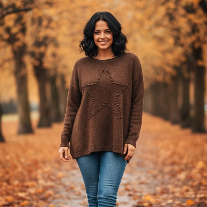 Sasha Star Alpaca Soft Touch Crew Knit Jumper