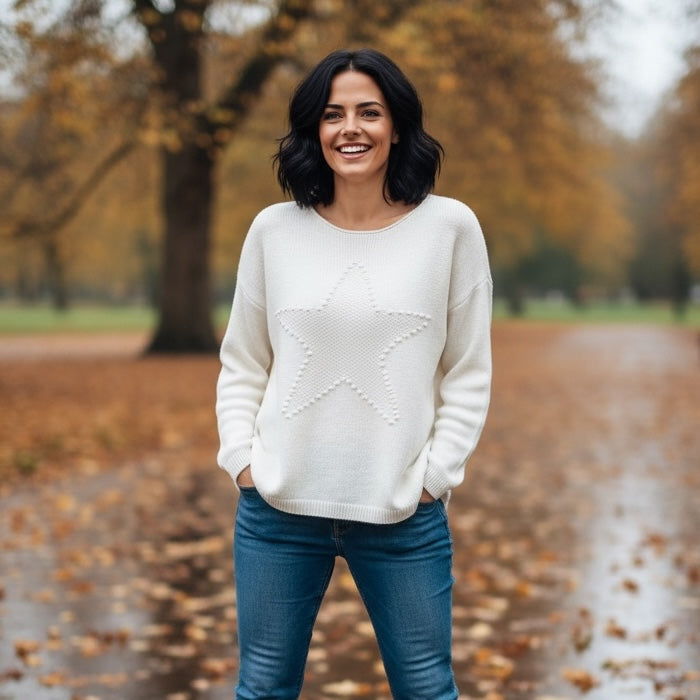 Sasha Star Alpaca Soft Touch Crew Knit Jumper - jqwholesale.com