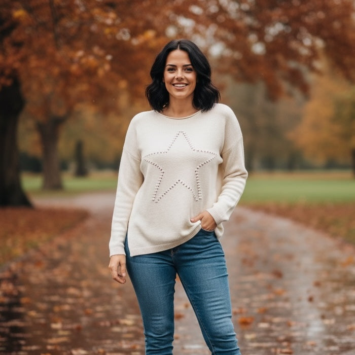 Sasha Star Alpaca Soft Touch Crew Knit Jumper - jqwholesale.com