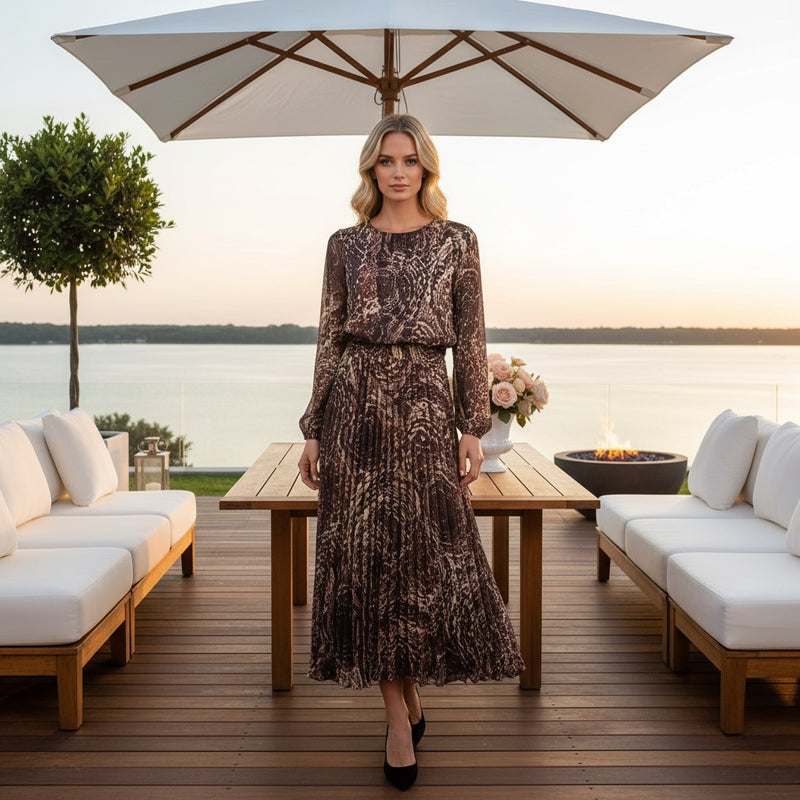 Vienna Pleated Crew Neck Maxi Dress (3p.pack)