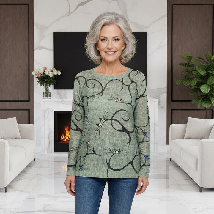 Swirls Mesh Knit Top - jqwholesale.com