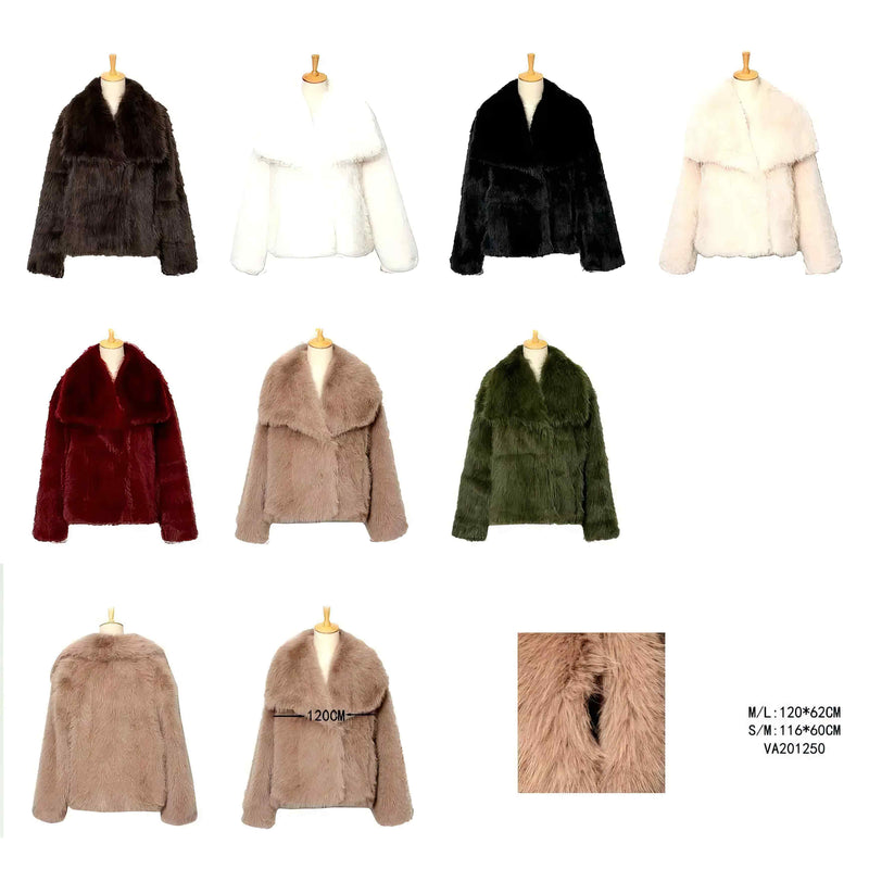 Big Collar Soft Touch Luxurious Faux Fur Coat (2P.PACK)