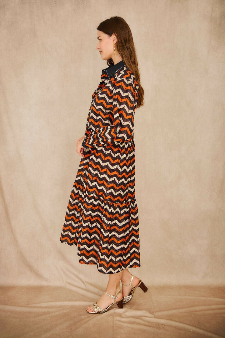 Mid-length cotton dress - black