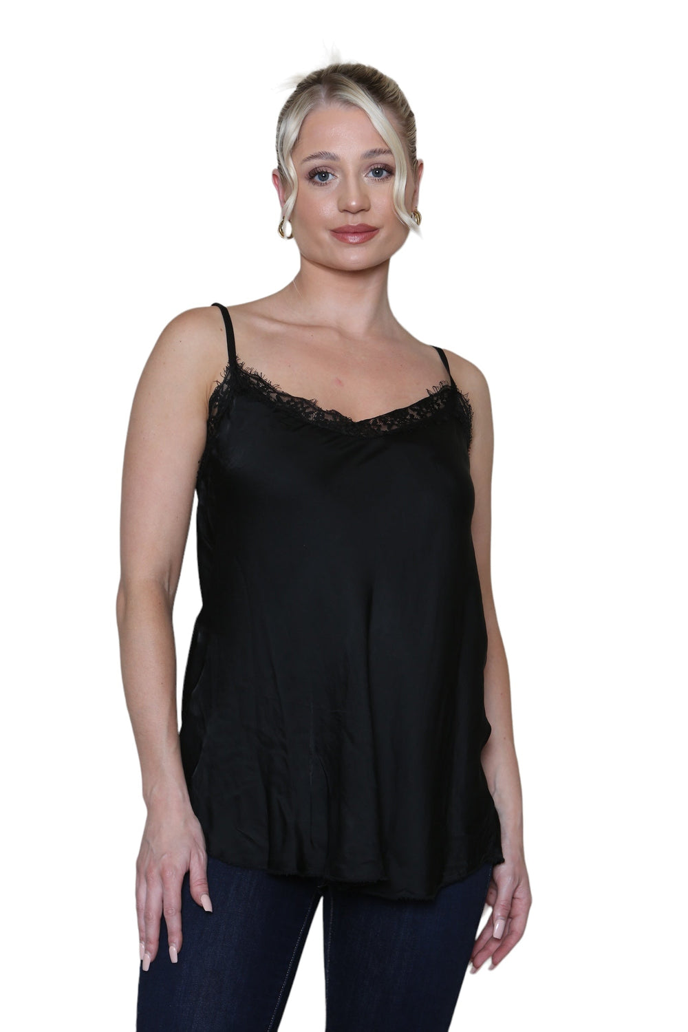 Sateen Crochet Trim Vest Top - jqwholesale.com